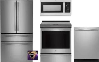 4 Piece Package Includes Refrigerator, Range, Microwave And Dishwasher